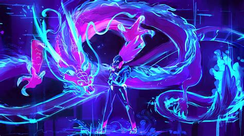 K/DA Akali Neon Dragon League Of Legends LoL 4K #26391 | Lol league of legends, Tatuaje de cobra ...