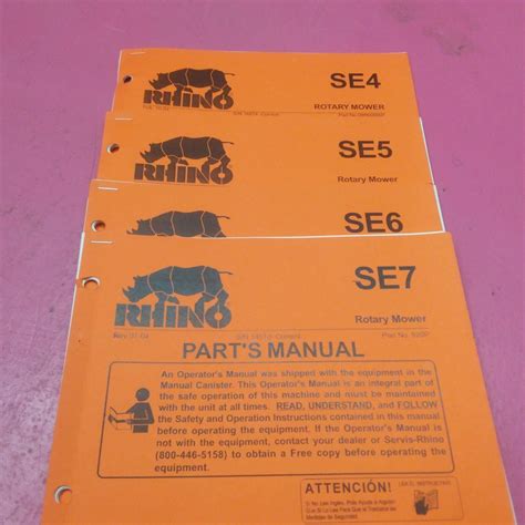 RHINO PARTS MANUAL ROTARY MOWER SE4-7 *SEE BELOW* (LT315) | eBay