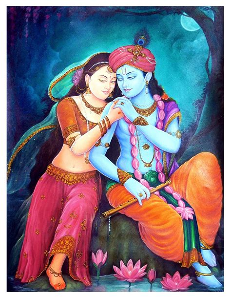 Secret Rendevous of Radha Krishna - Canvas Painting