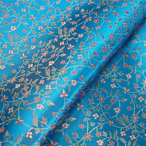 Blue Cotton Floral Silk Fabric/fabric by the Yard - Etsy