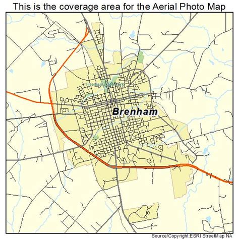 Aerial Photography Map of Brenham, TX Texas