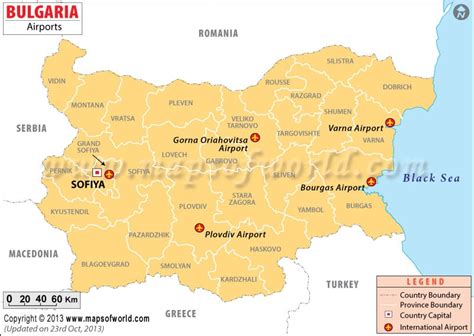 Airports in Bulgaria, Bulgaria Airports Map