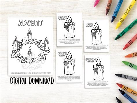 Advent Coloring Sheets / Advent Wreath / Advent Candles / Catholic Coloring Sheets / Kids ...