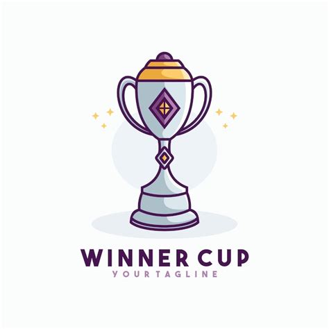 Winner cup line logo template vector | Premium Vector