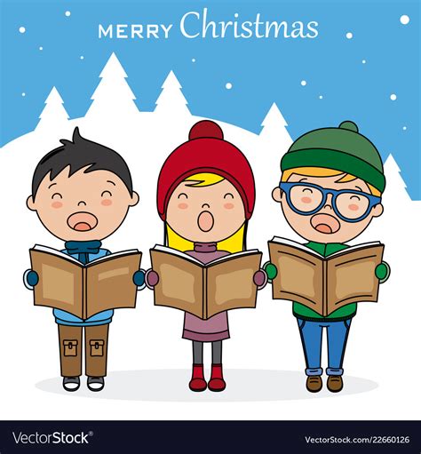 Children with books singing christmas songs Vector Image