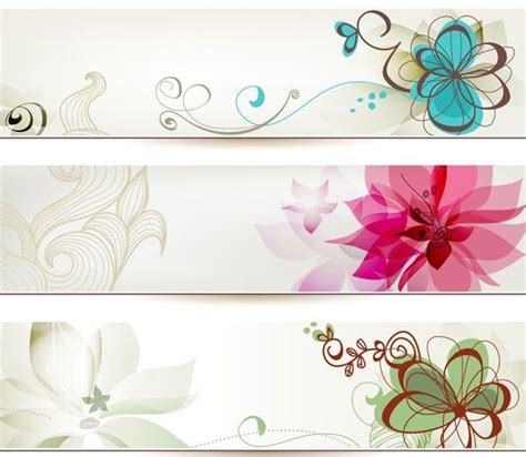 Free Set of Simple Hand Drawn Floral Banners Vector 03 - TitanUI ...