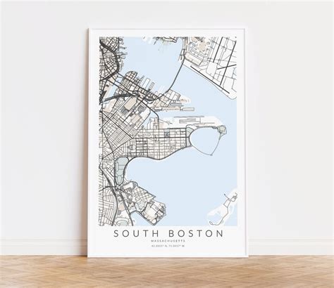 South Boston Map Print, Southie Poster, Boston Map Print, Boston Gift, Massachusetts Decor, Map ...