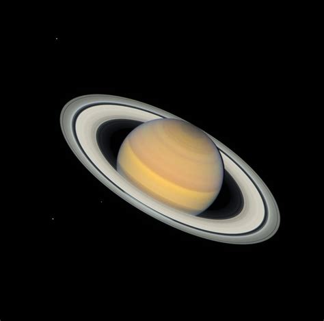 Saturn and some moons as seen by the Hubble Space Telescope on June ...