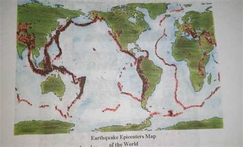 6. Look and study closely the earthquake epicenters map. Where are the earthquakes located and ...