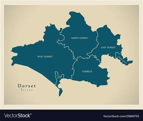 Modern map - dorset county with districts Vector Image