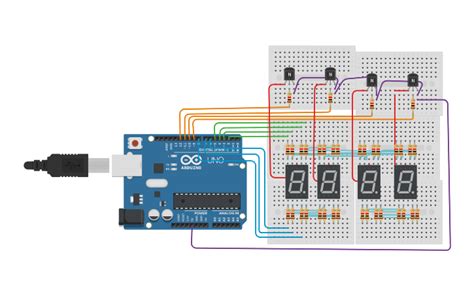 Circuit design 7-Segment Display - Tinkercad