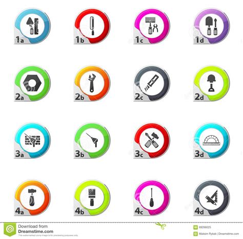 Work tools icons set stock illustration. Illustration of screwdriver ...