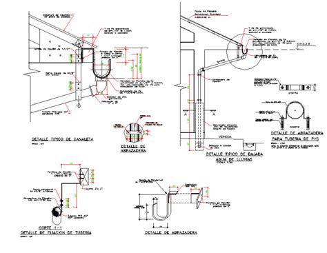 Rain gutter and drain rural peru plan and section autocad file - Cadbull