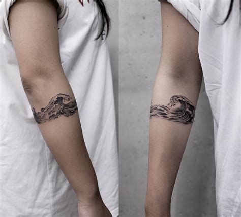 Wave armband tattoo by Aki Wong - Tattoogrid.net | Forearm band tattoos ...