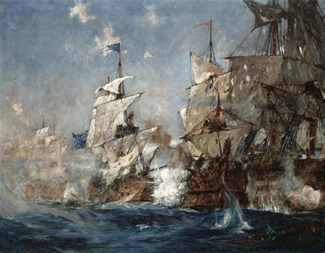 The Battle of Trafalgar, 21st October 1805 by Charles Edward Dixon | Marine artist ...