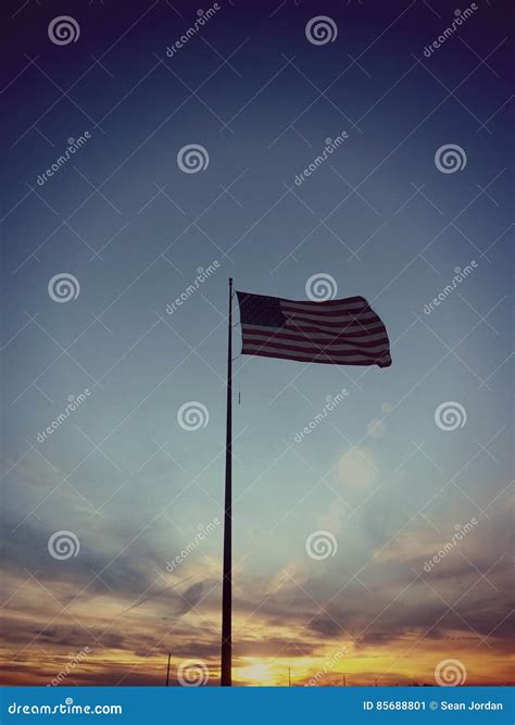 Flag stock image. Image of skyline, sunset, flag, american - 85688801