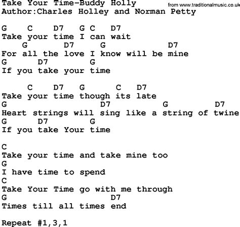 Country Music:Take Your Time-Buddy Holly Lyrics and Chords