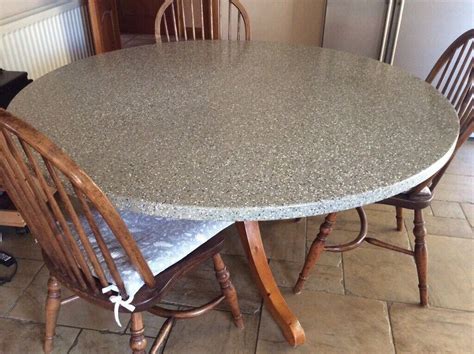 Purpose made kitchen table, Corian style top + 6 Windsor style chairs. | in Cherry Willingham ...