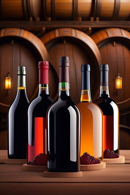 Premium AI Image | Red wine bottles in a row Vino winery glass Alcohol ...