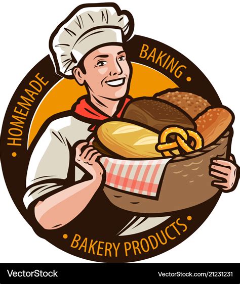 Bakery bakeshop logo or label home baking bread Vector Image