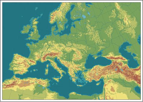 19th century Topographic Map of Europe | Europe map, Topographic map, Map