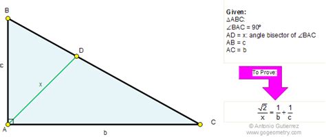 Online Geometry Tutoring Problem 303: Triangle, Angle bisector, 90 ...