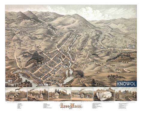 Historic map of Lee, Massachusetts from 1878 - KNOWOL