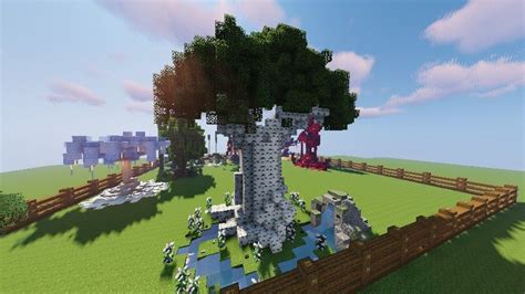 Tree Minecraft Birch Custom Handmade Giant Aesthetic Water Greenery Green MC Minecraft Tree ...