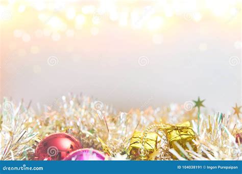 Christmas Decorations with Bokeh Lights on White Background Stock Image ...