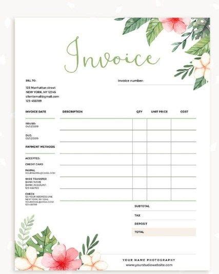 free florist invoice template in 2021 | Invoice template, Templates, Business template