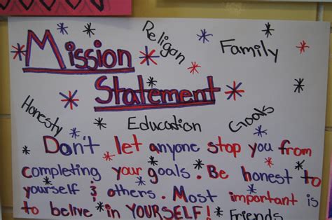 Personal Mission Statement Examples For Teenagers