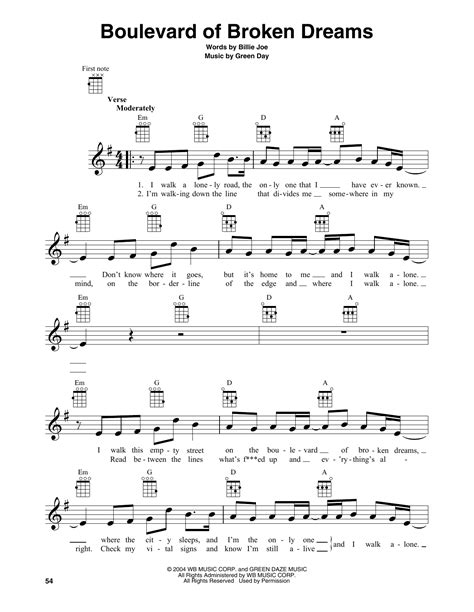 Green Day Boulevard Of Broken Dreams Sheet Music Notes, Chords Download Printable Piano, Vocal ...