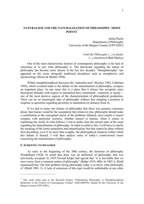 (PDF) Naturalism and the Naturalization of Philosophy