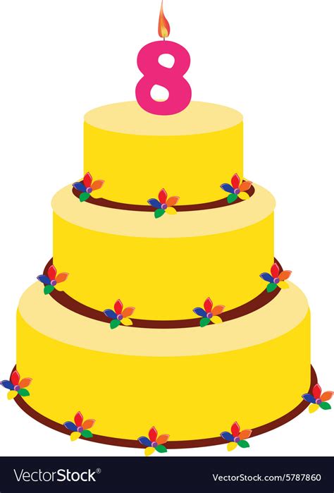 Eighth birthday cake Royalty Free Vector Image