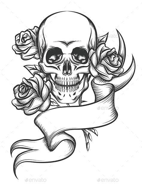 Skull and Roses with Ribbon — JPG Image #mexican #symbol • Available ...