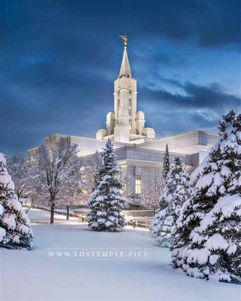 Bountiful Temple Fresh Snow Twilight - LDS Temple Pictures