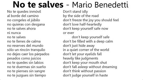 No te salves - Mario Benedetti - Learn Spanish with poems! - YouTube