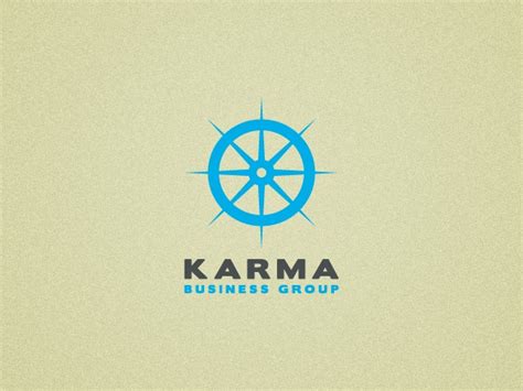 the logo for karma business group is blue and has a wheel on it's side