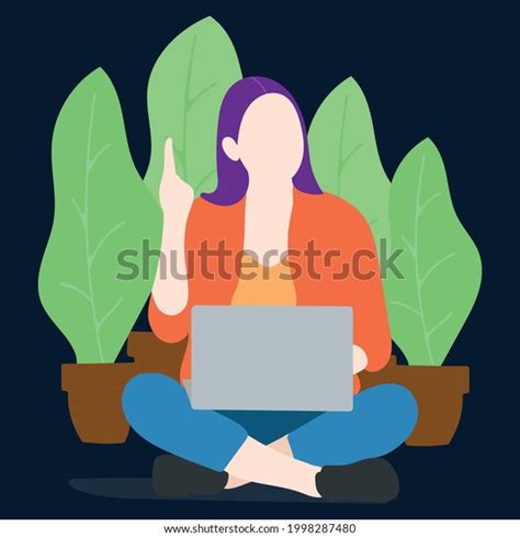 Illustration Woman Laptop Stock Vector (Royalty Free) 1998287480 | Shutterstock