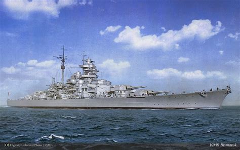 A digitally colored photo of the KMS Bismarck [1280x800] : r/MilitaryPorn