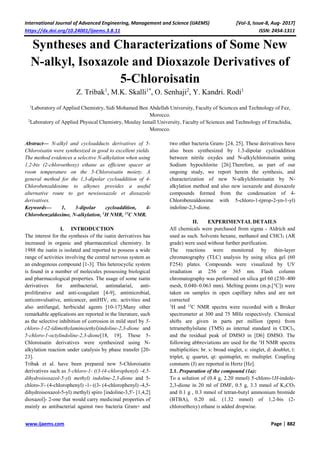 Syntheses and Characterizations of Some New N-alkyl, Isoxazole and Dioxazole Derivatives of 5 ...