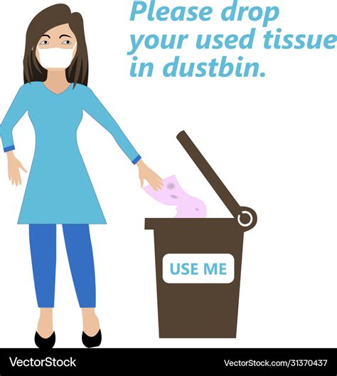 Please drop your used tissue in dustbin Royalty Free Vector