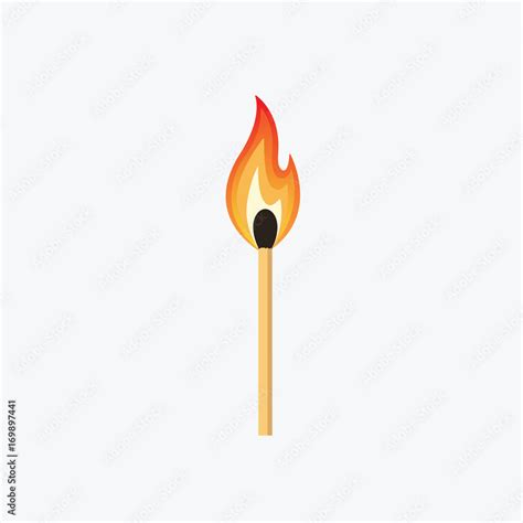 Burning Match Stick Illustration. Match With Fire Stock Vector | Adobe Stock