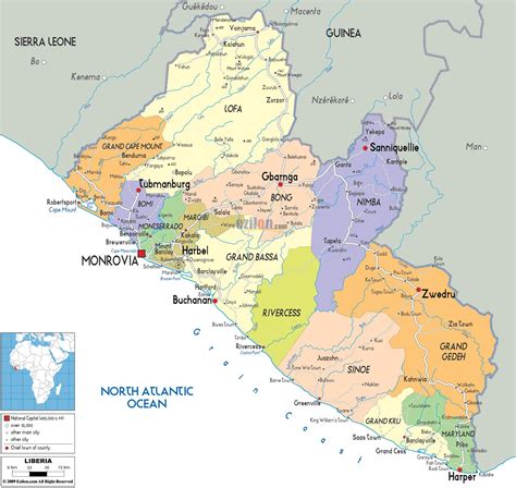 Liberia country map - Map of Liberia country (Western Africa - Africa)