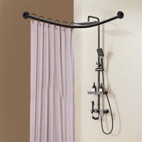 Telescopic L-Shaped Shower Curtain Rod Bathroom Bathtub Corner ...