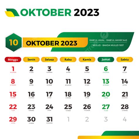 Kalender 2023 Oktober Lengkap Dengan Tanggal Merah Cuti Bersama Jawa ...