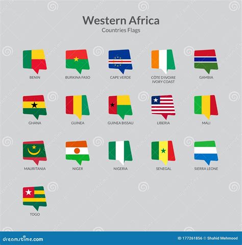 West African Continent Countries Flag Icons Collection Stock Vector ...