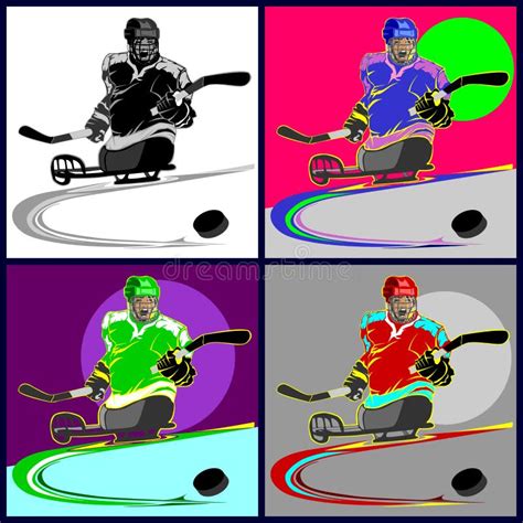 Illustrations of Sledge Hockey Players with Amputated Legs Stock Vector - Illustration of ...