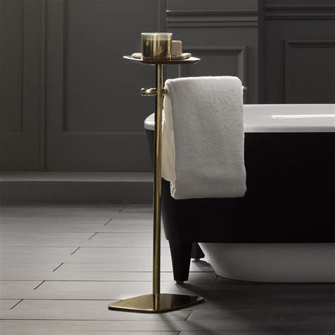 VirtA Eternity Freestanding Towel Rail with Shelf | Towel rail, Gold bathroom, Brass bathroom