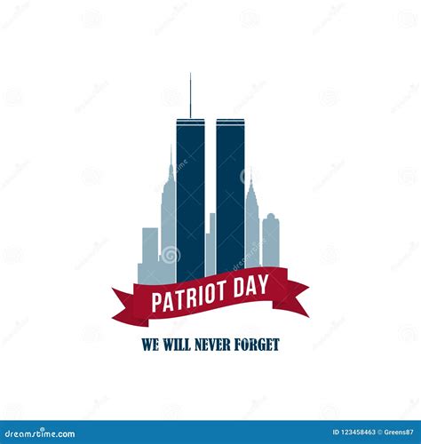 9/11 Patriot Day Card With Twin Towers On American Flag. Cartoon Vector | CartoonDealer.com ...